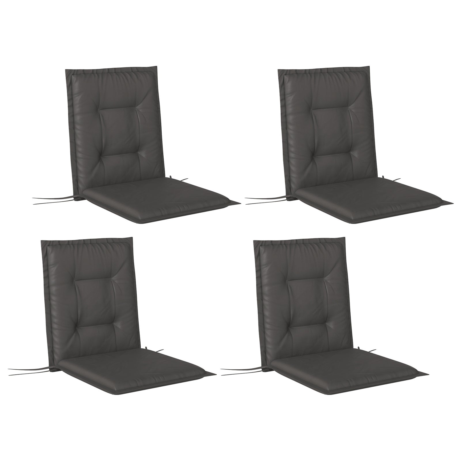 Set of Four Padded Garden Seat Cushions - Charcoal Grey