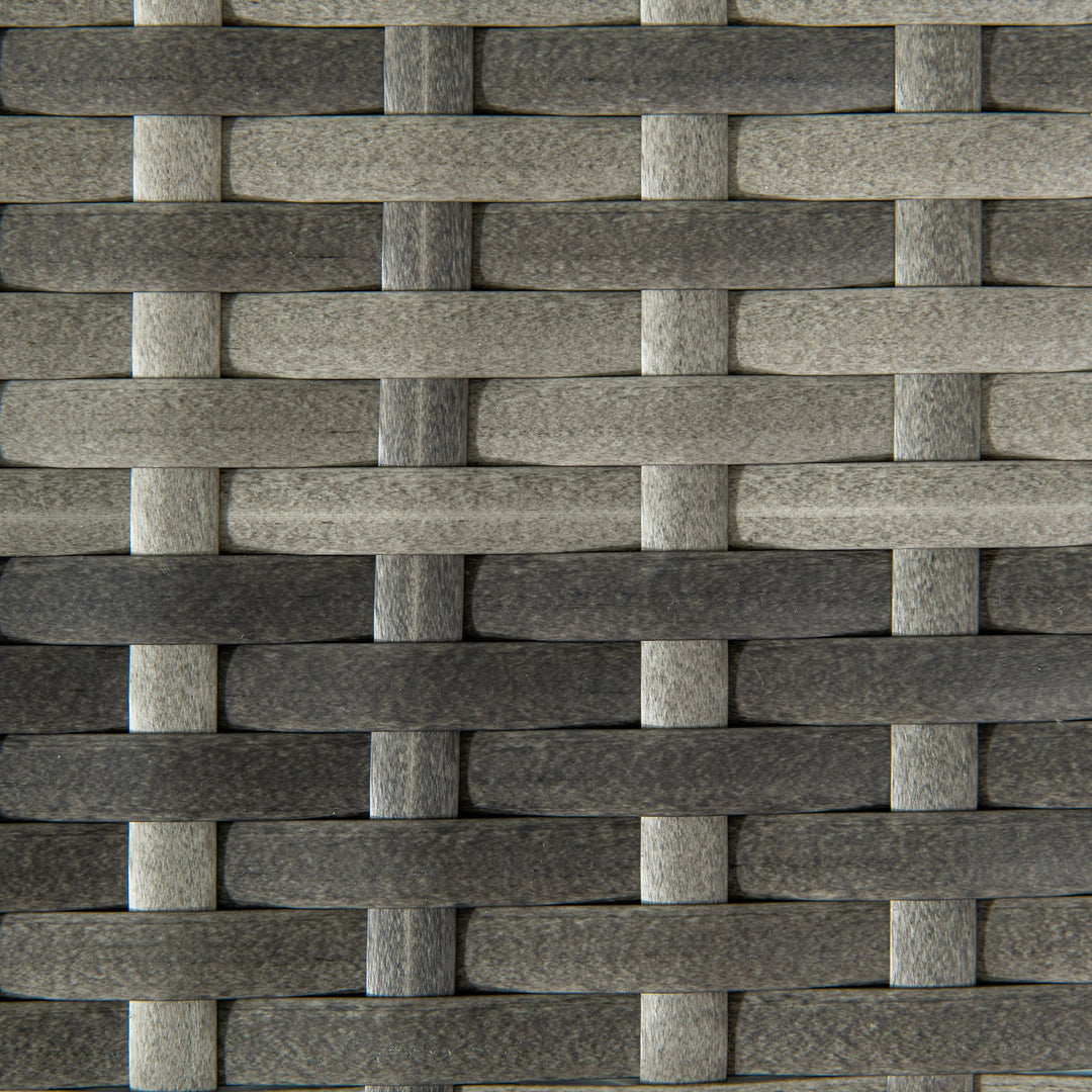 Outdoor Coffee Table, Garden PE Rattan Side Table with Plastic Board Under the Full Woven Table Top and Rectangular Frame for Patio, Balcony, Mixed Grey