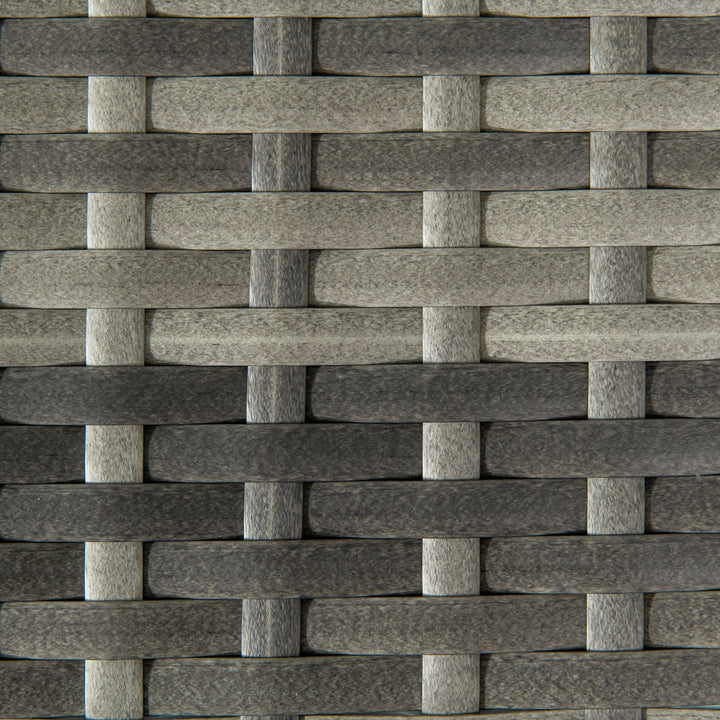 Outdoor Coffee Table, Garden PE Rattan Side Table with Plastic Board Under the Full Woven Table Top and Rectangular Frame for Patio, Balcony, Mixed Grey