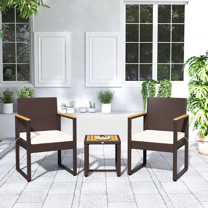 Three-Piece Rattan Chair Set - White