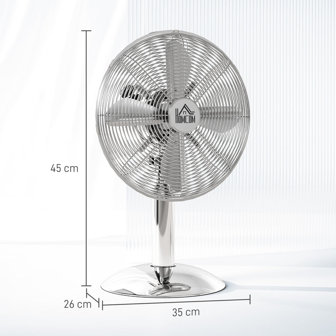 Three-Speed Oscillating Desk Fan - Silver-Tone