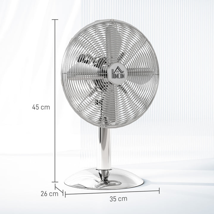 Three-Speed Oscillating Desk Fan - Silver-Tone