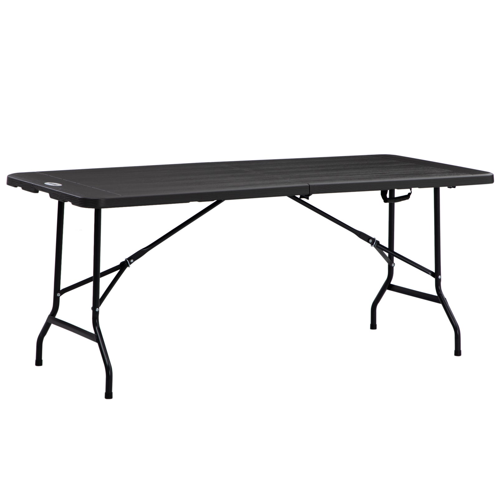 Folding Garden Dining Table for 6, Rectangular Outdoor Dining Table with HDPE Tabletop, Foldable Garden Table with Steel Frame for Balcony, Porch, Charcoal Grey