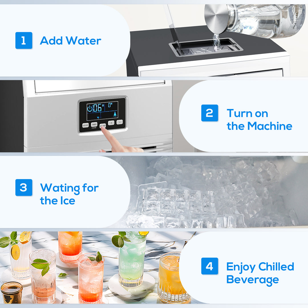 Commercial Ice Maker Machine, Freestanding Industrial Ice Cube Maker with Digital Control, Ice Scoop, Self-cleaning, 4kg Ice Storage, 30kg/24 Hours for Home, Office, Bar, Restaurant