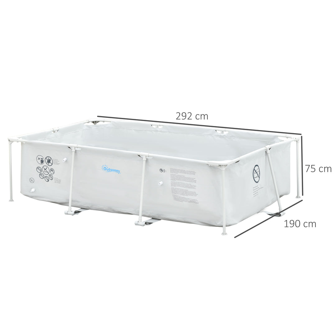 MCL Steel Frame Pool with Filter Pump, Filter Cartridge, Reinforced Sidewalls Rust Resistant Above Ground Swimming Pool 292 x 190 x 75cm, Grey