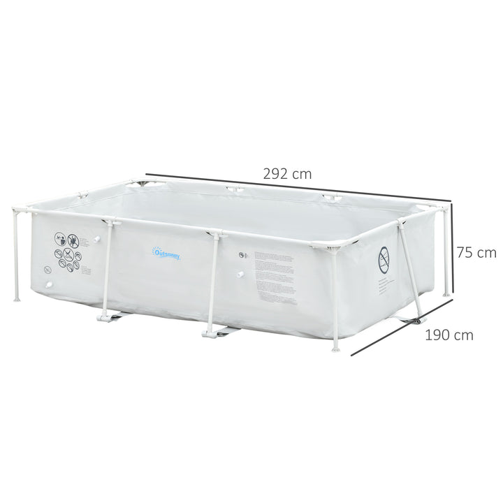 MCL Steel Frame Pool with Filter Pump, Filter Cartridge, Reinforced Sidewalls Rust Resistant Above Ground Swimming Pool 292 x 190 x 75cm, Grey