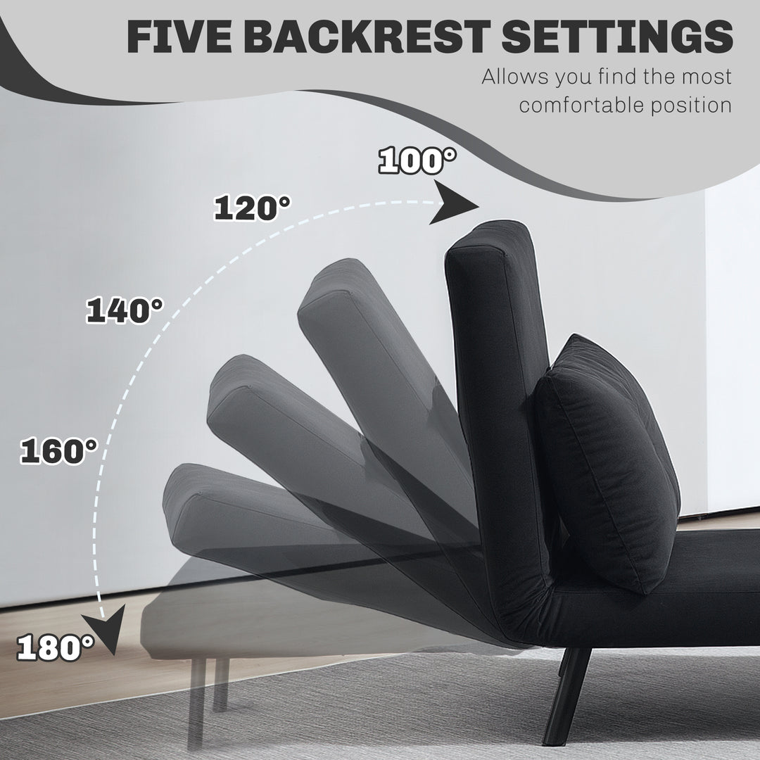4-in-1 Velvet-Feel Single Chair Bed, with Pillow - Black