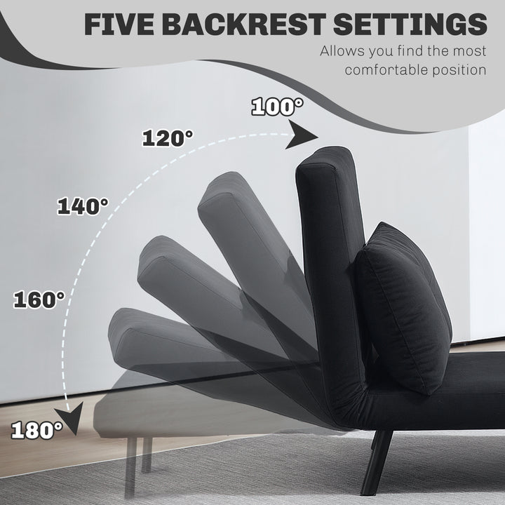 4-in-1 Velvet-Feel Single Chair Bed, with Pillow - Black