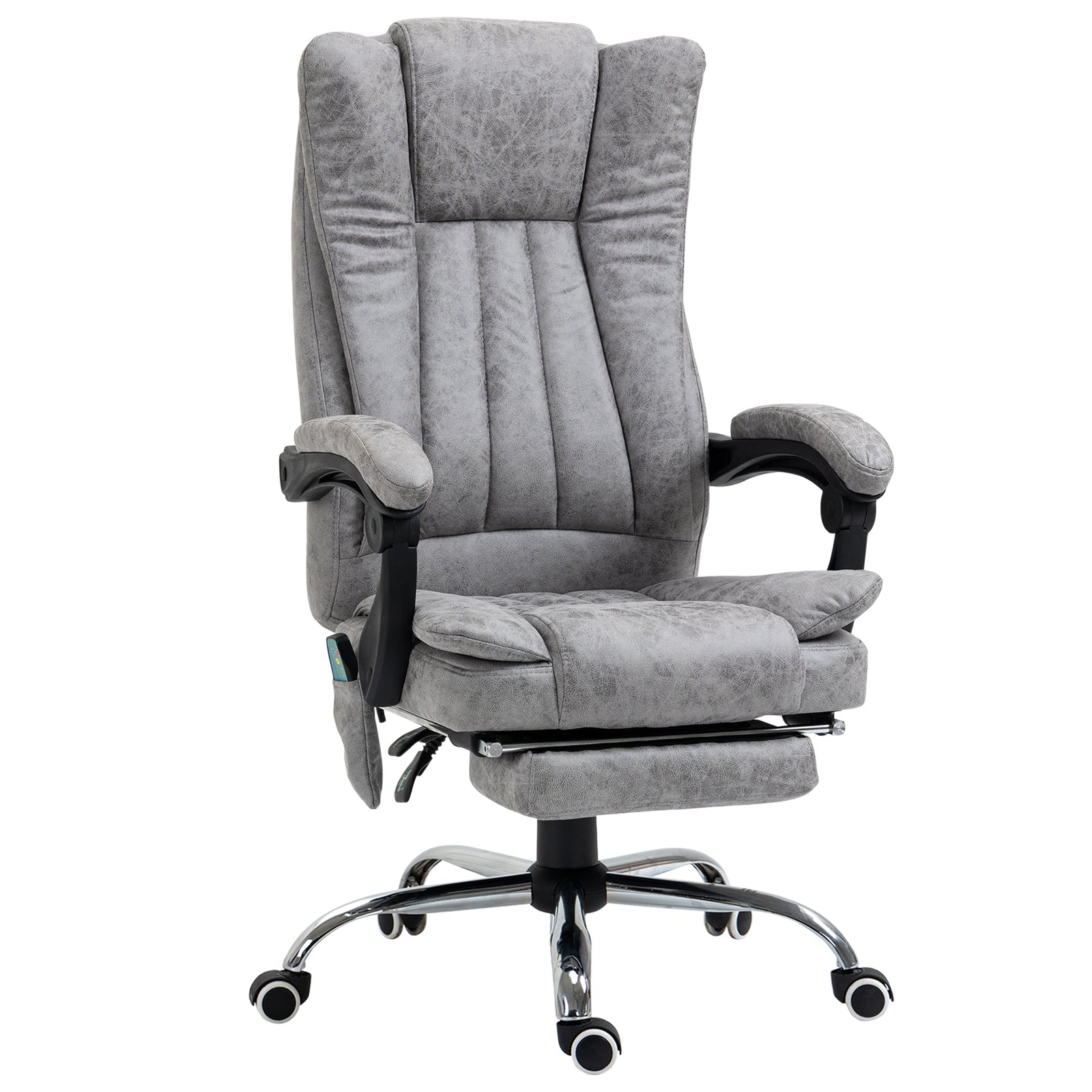 6 Point Vibrating Massage Office Chair with Heat, Breathable Faux Leather Office Chair with High Back, Height Adjustable Grey