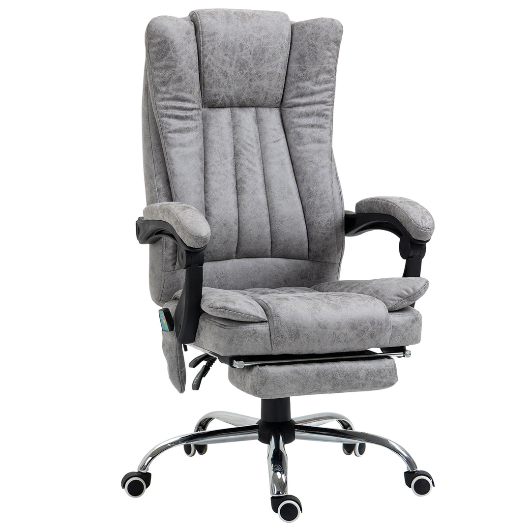 MCL 6 Point Vibrating Massage Office Chair with Heat, Breathable Faux Leather Office Chair with High Back, Height Adjustable Grey