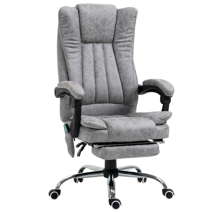 MCL 6 Point Vibrating Massage Office Chair with Heat, Breathable Faux Leather Office Chair with High Back, Height Adjustable Grey