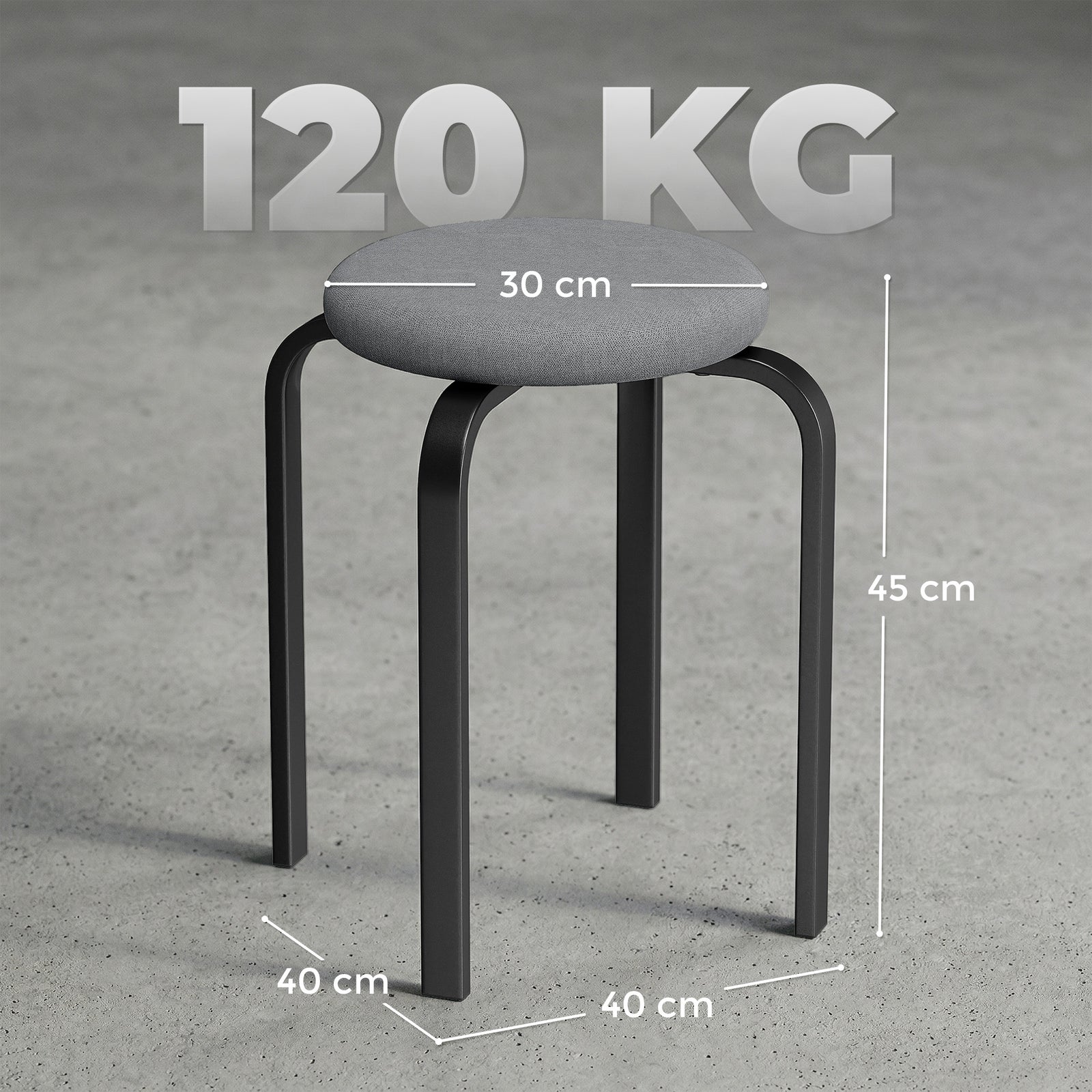 Stackable Stools Modern Cushioned Round Backless Stools Set of 4 Kitch