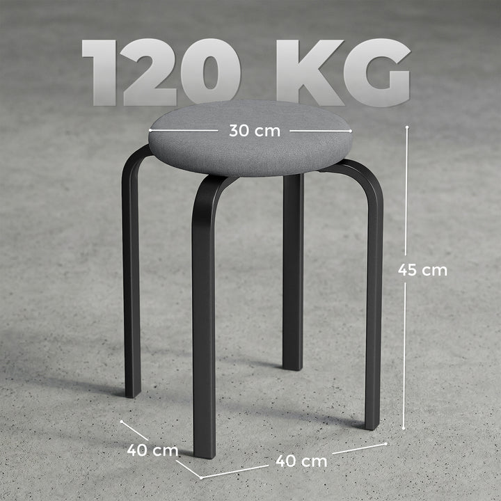Stackable Stools Modern Cushioned Round Backless Stools Set of 4 Kitch
