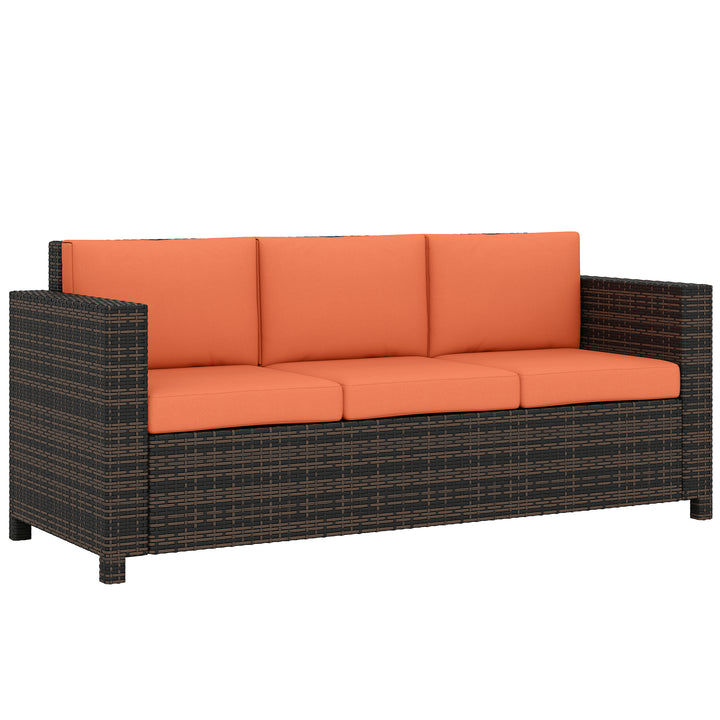 3-Seater Weather Resistant Outdoor Garden Rattan Sofa Orange