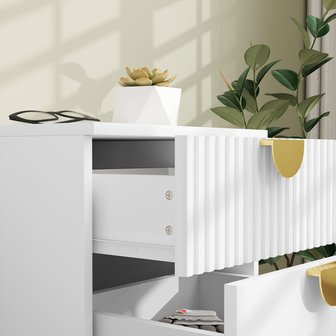 Elegant Two-Drawer Bedside Table - White