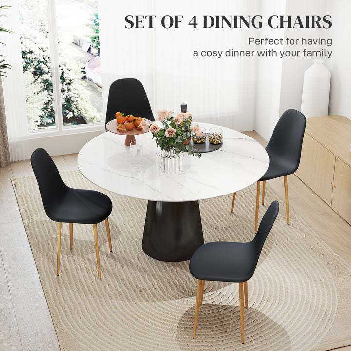 Modern Dining Chairs Set of 4, Kitchen Chairs with Backrest and Steel Legs for Dining Room, Living Room, Black