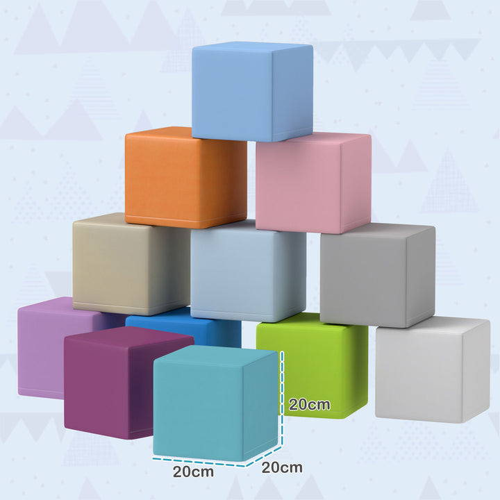 12 PCs Soft Play Blocks, Soft Foam Toy, Building and Stacking Blocks for Kids, Blue