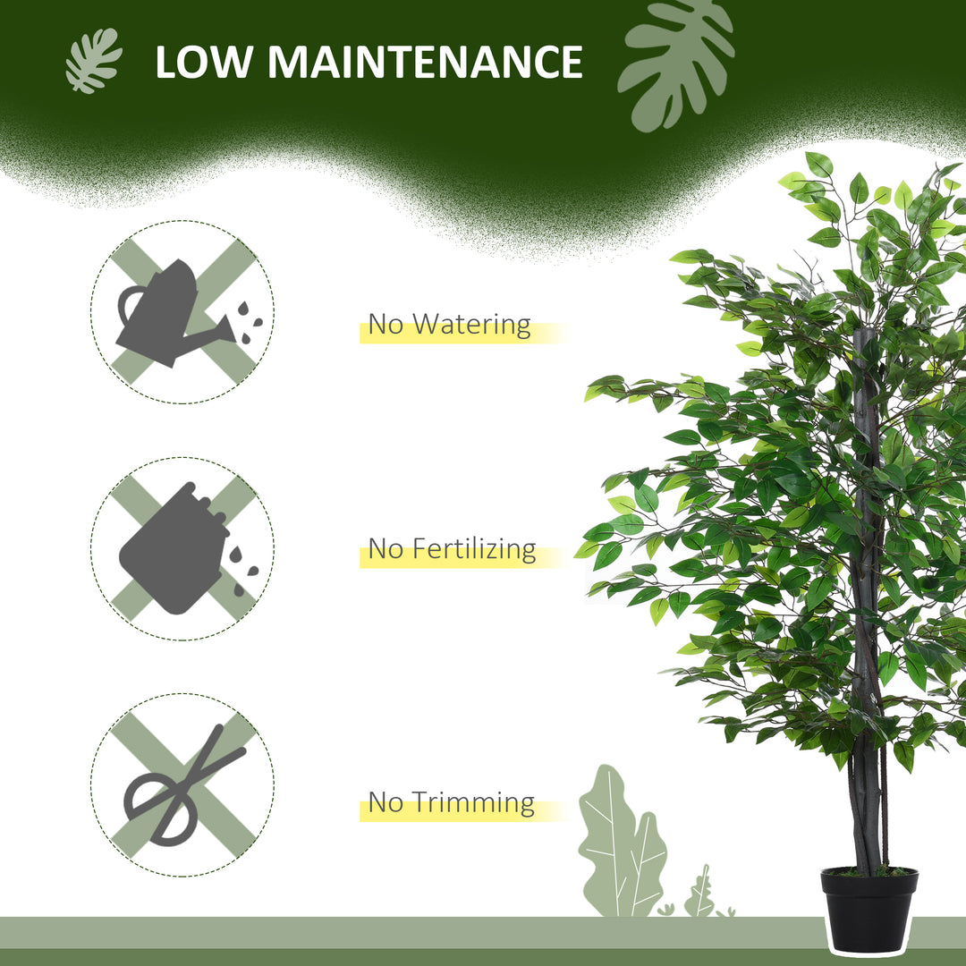145cm Artificial Banyan Plant Faux Decorative Tree w/ Cement Pot Vibrant Greenery Shrubbery Indoor Outdoor Accessory