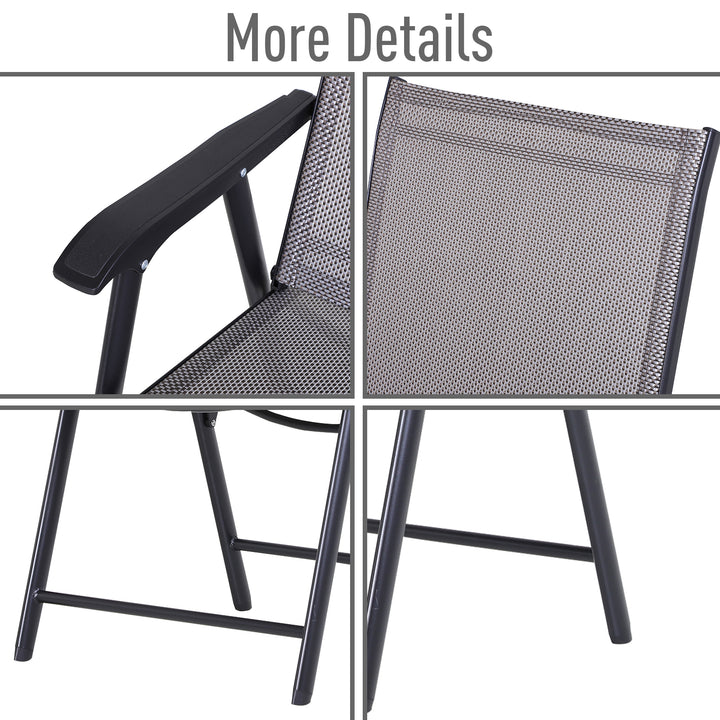 Set of Four Folding Garden Chairs - Grey