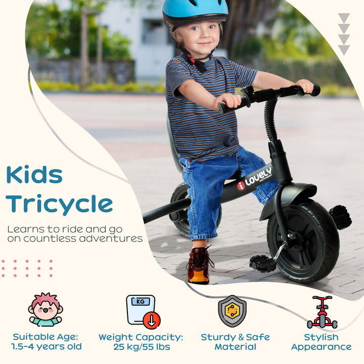MCL Kids Trike Toddler Tricycle Children Ride on 3 Wheels Bike For 1.5 - 4 Years Black