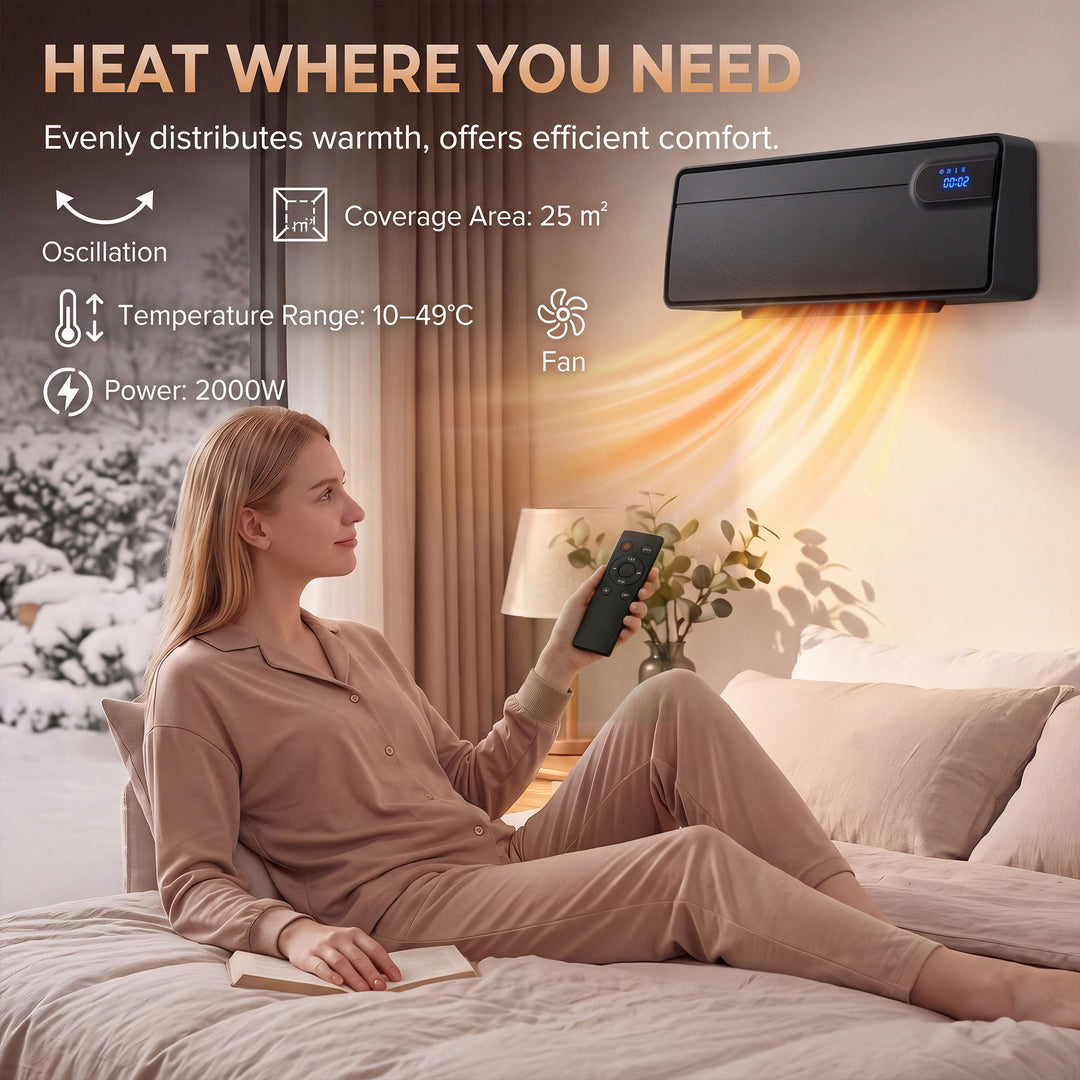 Smart Electric Heater, 2000W Ceramic Wall Space Heater, App Wifi - view 4