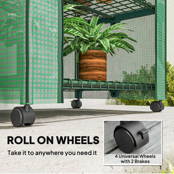 4 Tier Mini Portable Greenhouse Compact Plant Grow Shed Metal Frame PE