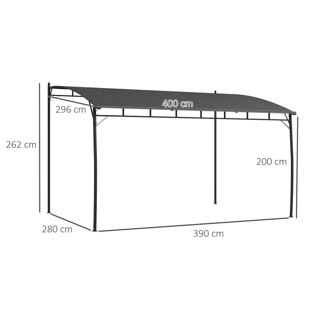3 x 4m Metal Frame Pergola - Grey