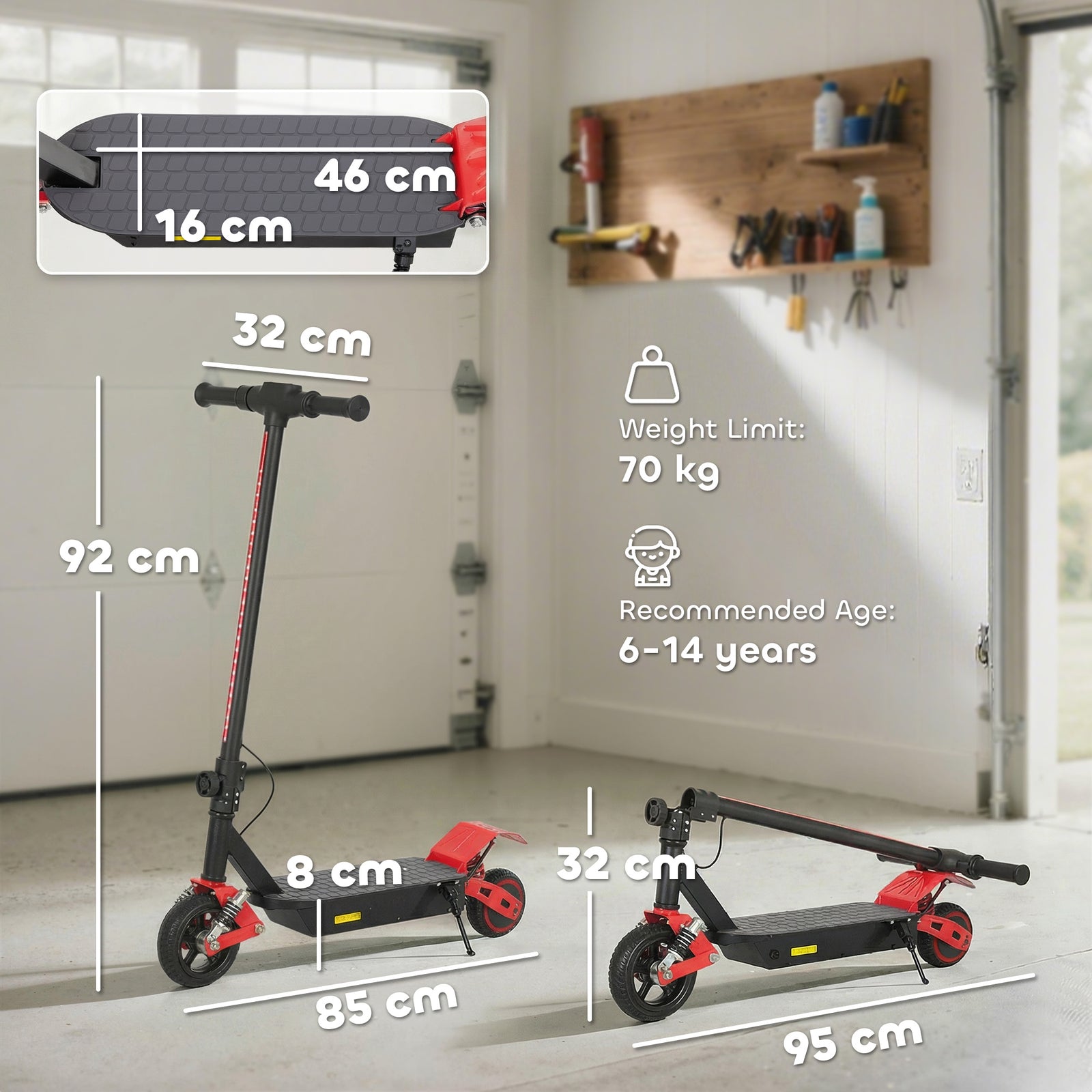 Foldable Kids Electric Scooter with LCD Display, Dual Shock Absorption