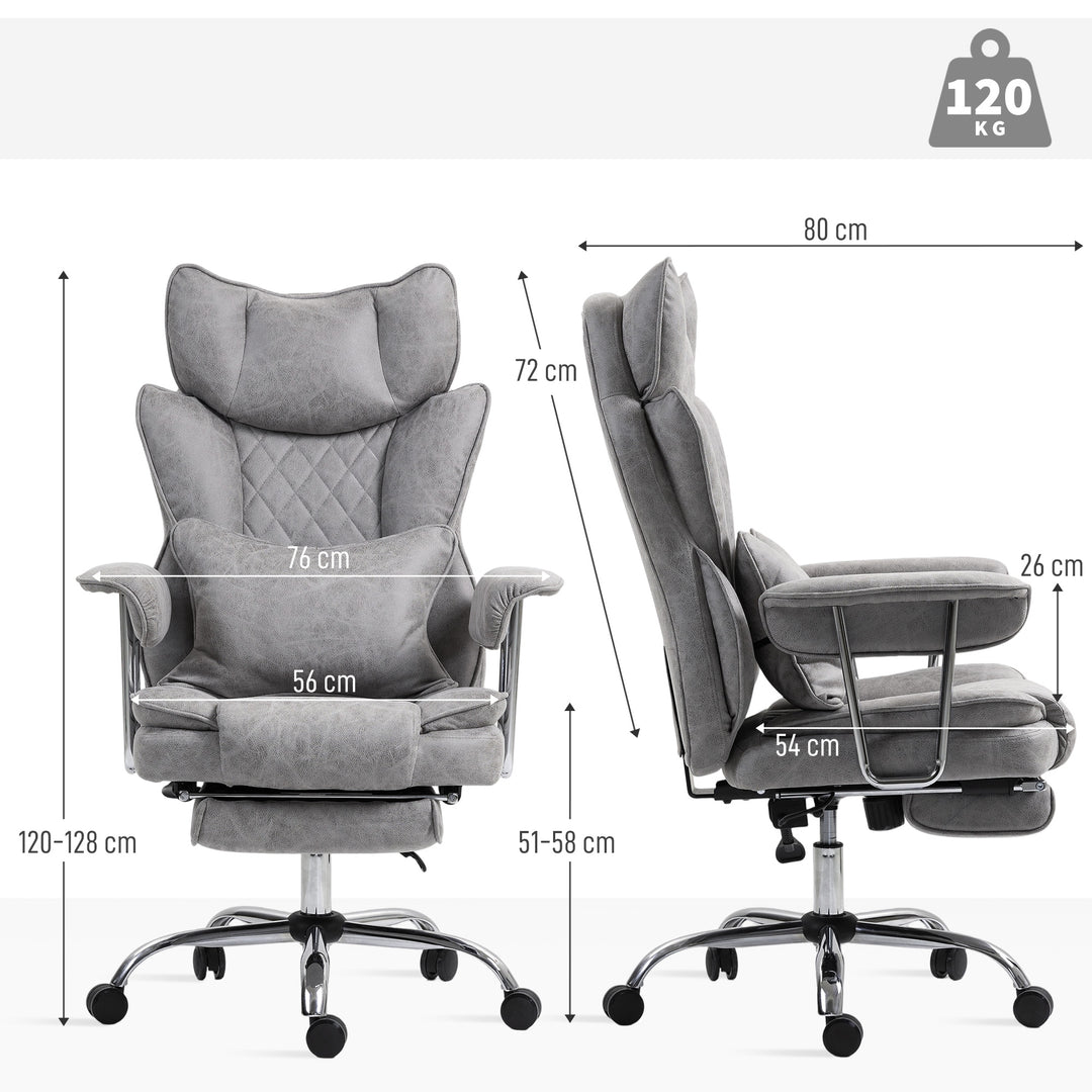 Leathaire Reclining Office Chair with Lumbar Support Pillow - Grey