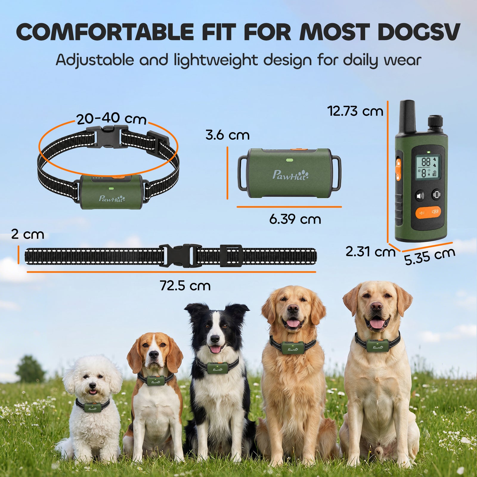 Dog Training Collar with 3200Ft Remote Range, Anti Barking Device with