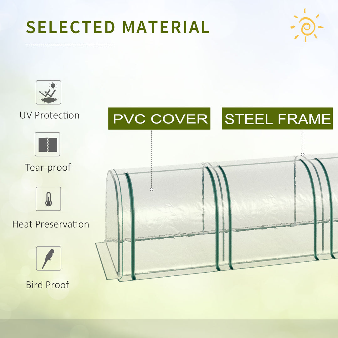Mini Greenhouse, Small Polytunnel Green House with Zipped Doors, Steel Frame for Garden Backyard, 395 x 100 x 80cm, Clear