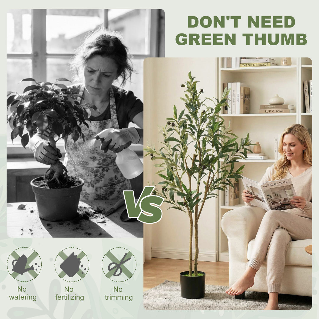 Decorative Artificial Plant, 120 cm Silk Olive Tree with 303 Leaves - view 6