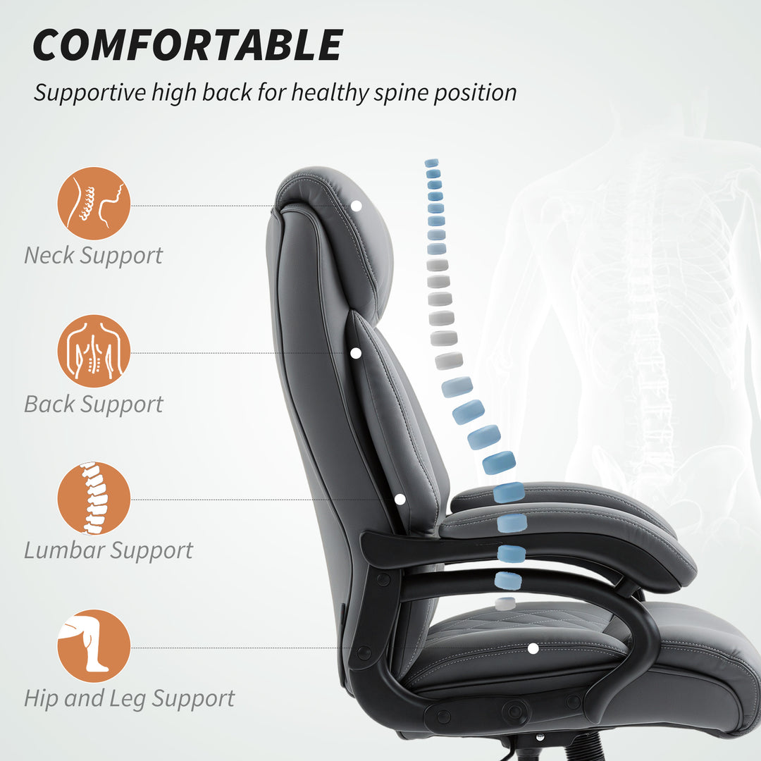 Super Padded Faux Leather Office Chair - Charcoal Grey