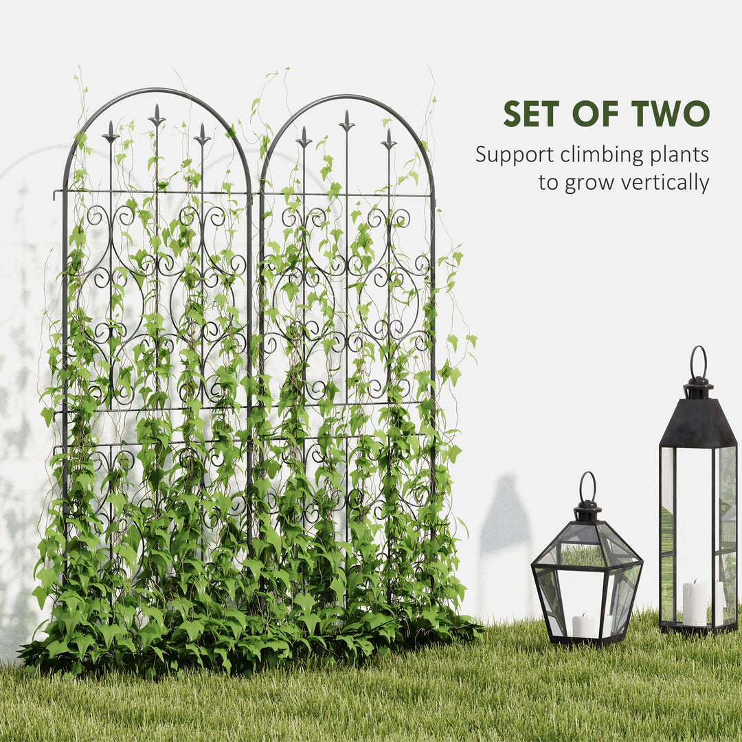 Set of 2 Metal Garden Trellis, Decorative Trellis Panels for Climbing Outdoor Plants, Vegetables, Vines, Flowers, 150 x 50 cm, Scrollwork Design