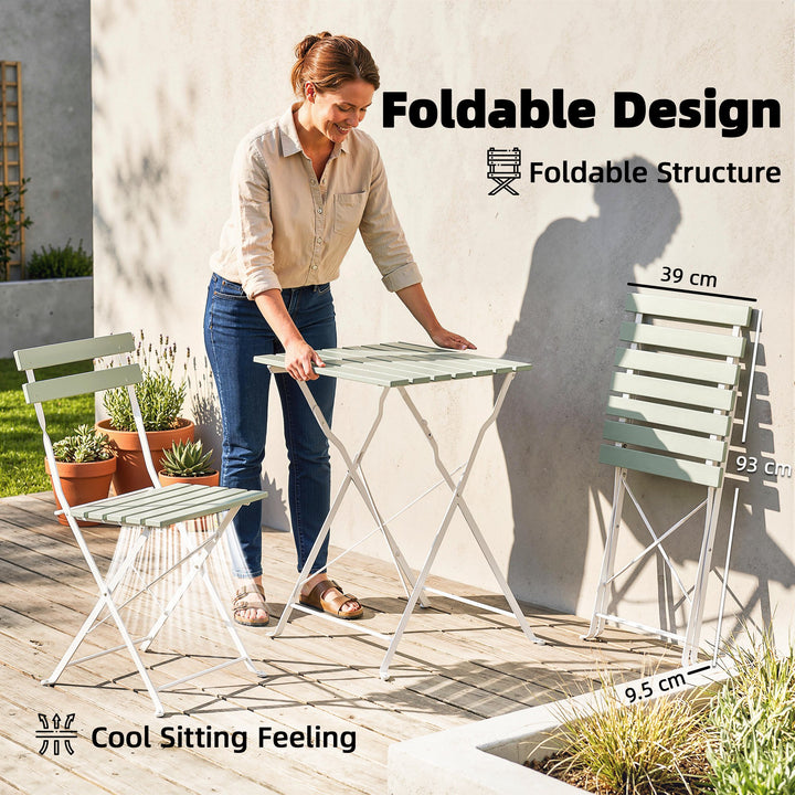 Outdoor Bistro Set Folding Patio Furniture Set with 2 Chairs Table for