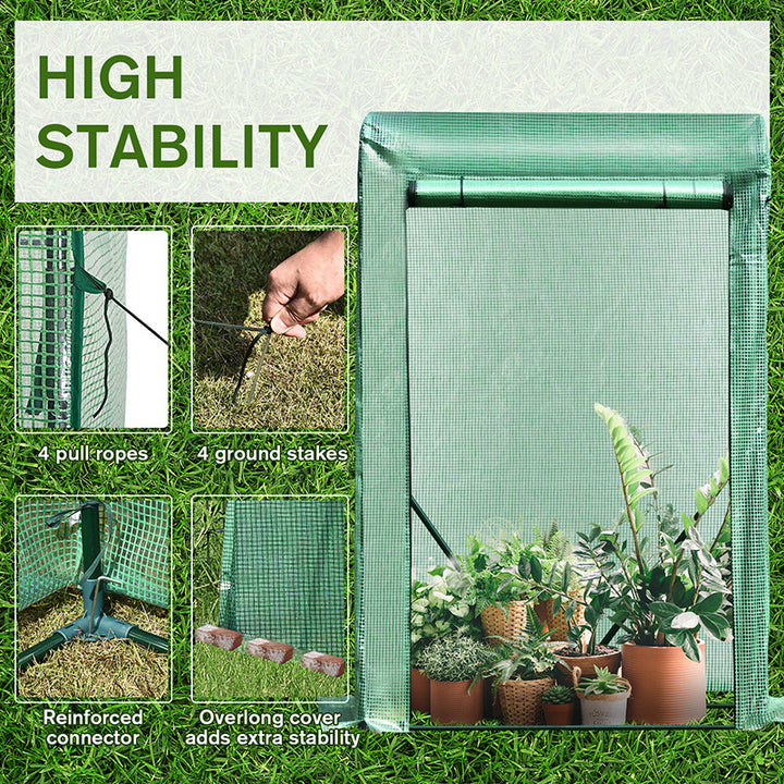 Outsunny Greenhouse Sanctuary: Zipper-Entry Plant Shelter for Verdant Nurturing, 100L x 50W x 150H cm, Emerald Green | Aosom UK