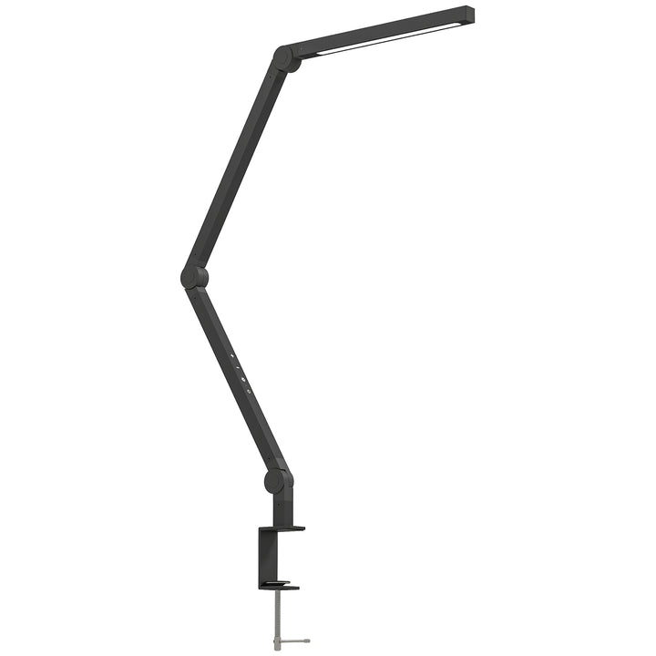 MCL LED Desk Lamp, Dimmable Desk Light with Swing Arm and Clamp, Adjustable Eye-Caring Table Lamp with 2 Colour Modes & 5 Brightness Levels for Study, Drawing, Office, Architect, Task, Black