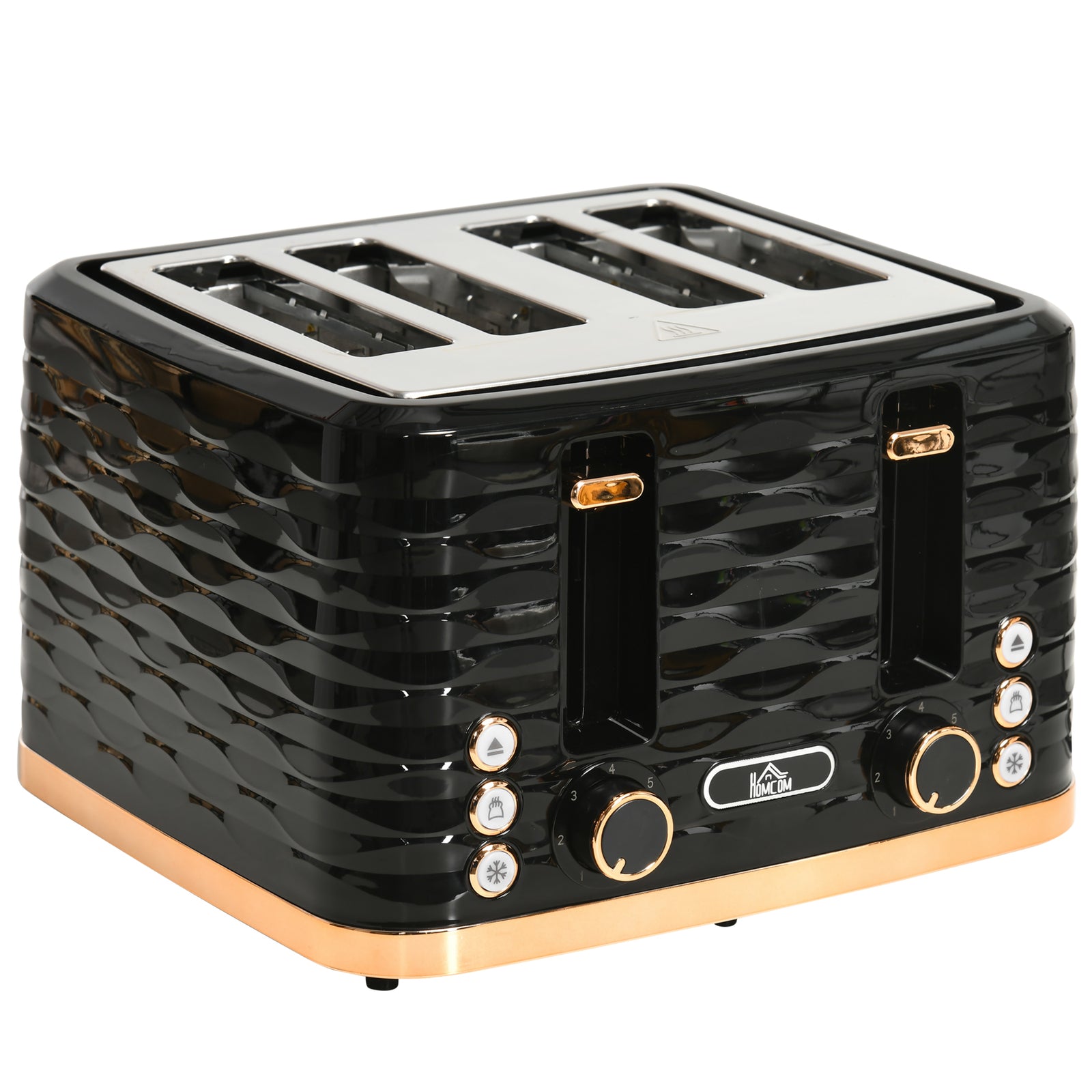 Four-Slice Rippled Toaster - Black