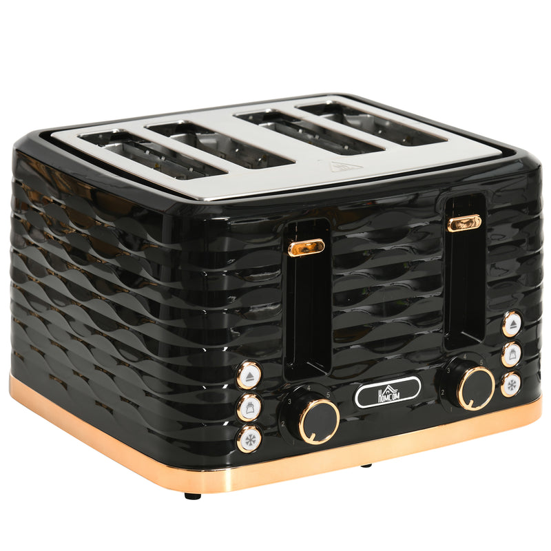 Four-Slice Rippled Toaster - Black