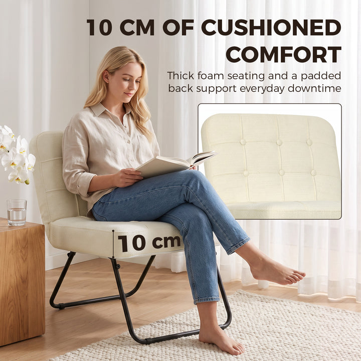 Modern Accent Chair, Foldable Chenille Upholstered Lounge Chair with - view 5