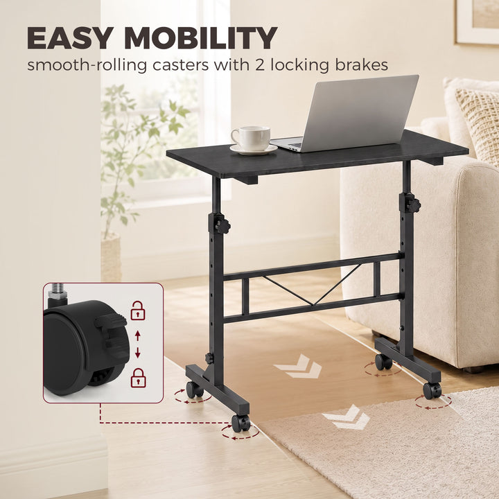 Overbed Table Adjustable Height Sofa Side Table with Wheels 80 x 40 cm - view 5