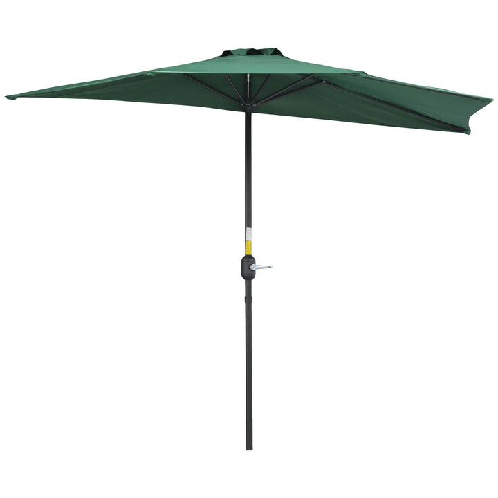 Outsunny 2.7m Balcony Half Parasol 5 Steel Ribs Construction Garden Outdoor Umbrella Green | Aosom UK