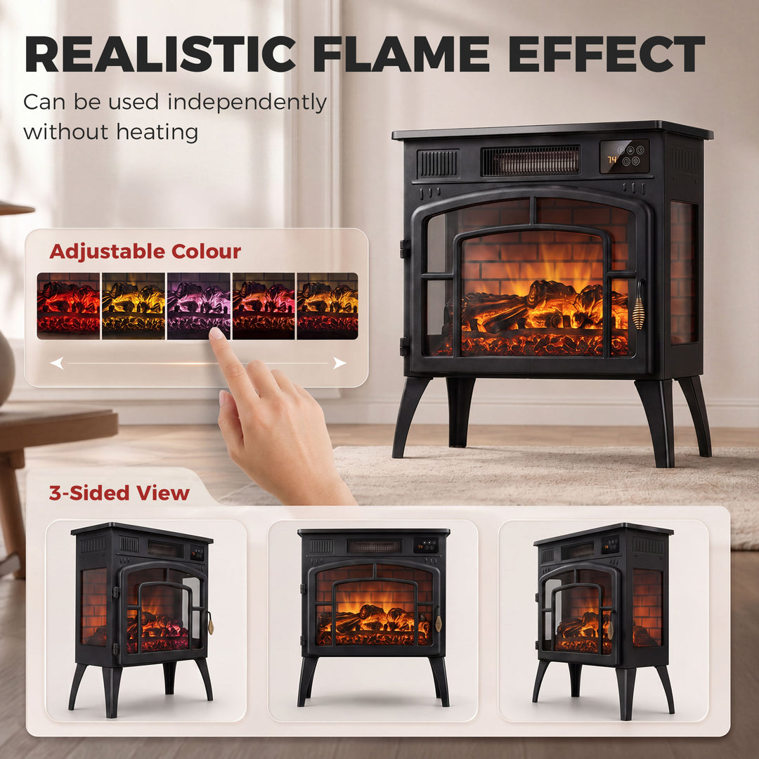 Smart Electric Fireplace Stove Log Burner, 3-Sided Glass WiFi - view 4