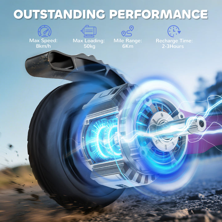 MCL Kids Electric Scooter, Electric Scooters for Kids Ages 6+, 8 KM/H & 6 KM Lightweight E-Scooter, Adjustable Height, Rear Brake - Pink