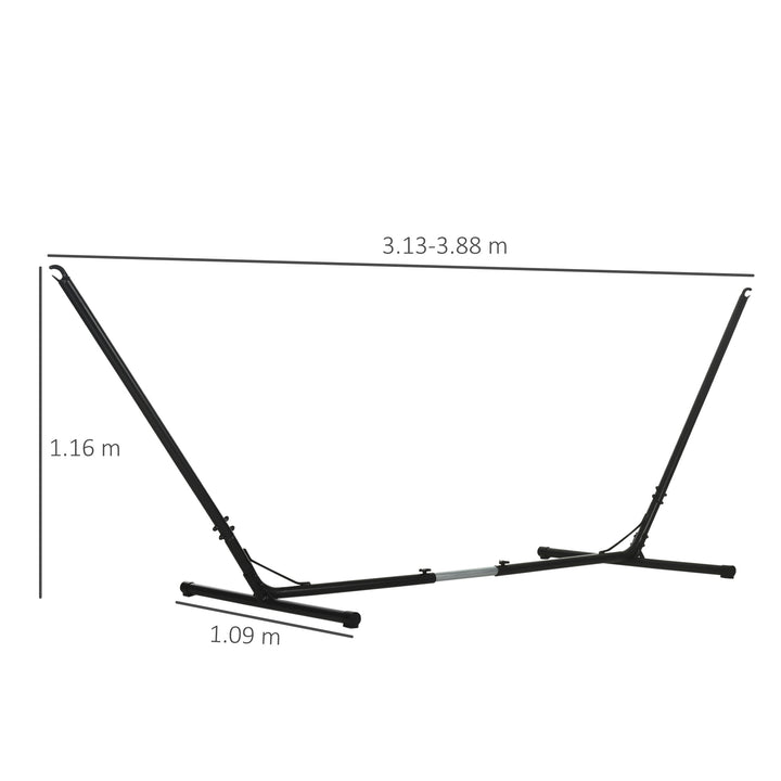 Outsunny Universal Hammock Stand Adjustable Metal Frame for Garden Camping Picnic, 3.1-3.8m, Stand Only