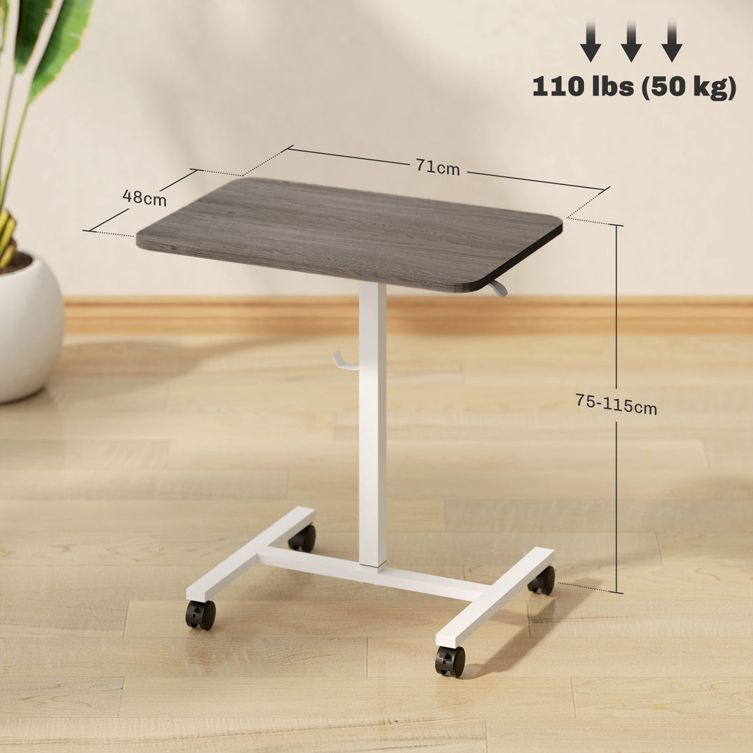 75-115cm Manual Adjustable Sit-To-Stand Desk - White/Grey
