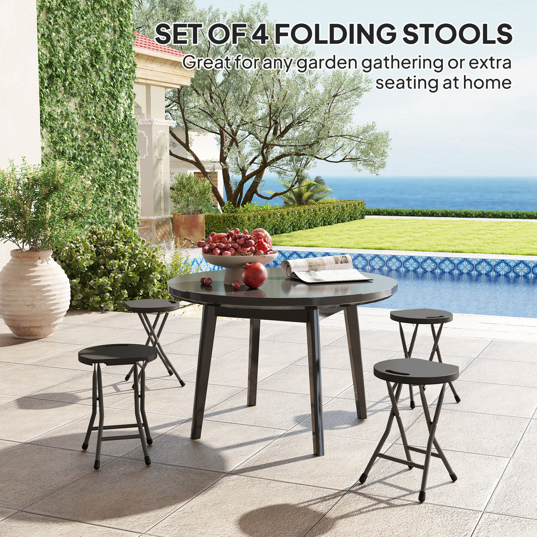 Set of Four Folding Carry Stools - Charcoal Grey