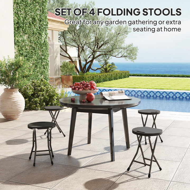 Set of Four Folding Carry Stools - Charcoal Grey