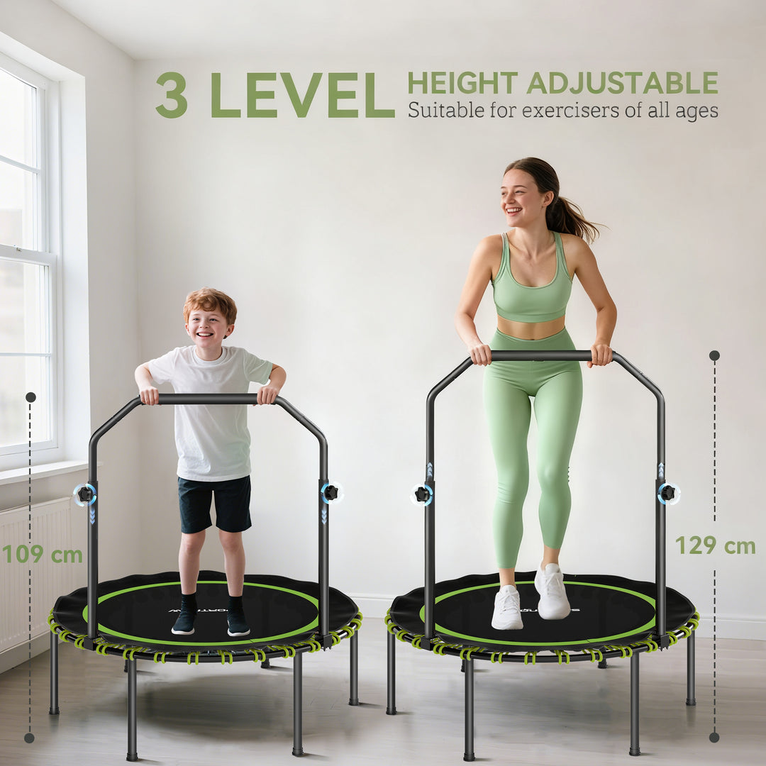 SPORTNOW 40" Foldable Fitness Trampoline Rebounder with Handle, Green