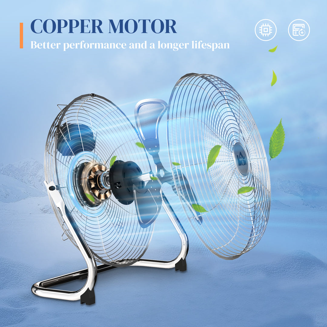 Metal Desk Fan with 3 Speeds & 120° Adjustable Tilt - Silver